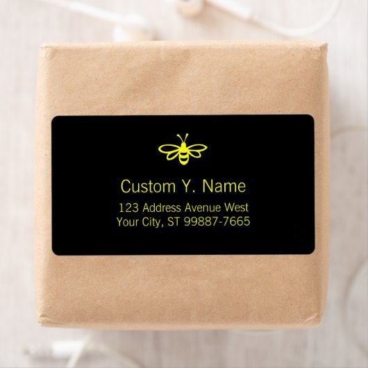 Étiquette Abeille couleur citron (En situation)