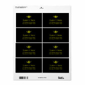 Étiquette Abeille couleur citron (Feuille entière)