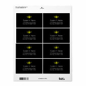 Étiquette Abeille couleur citron (Feuille entière)