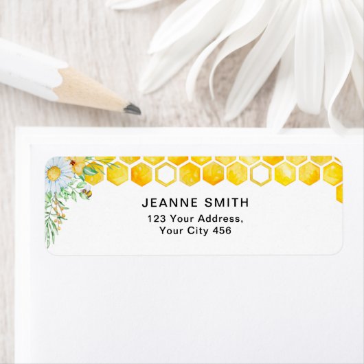 Étiquette Abeille de miel floral Retourner l'adresse Étiquet (En situation)