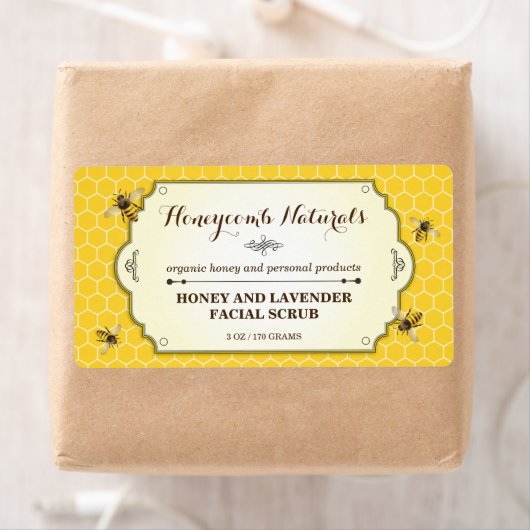 Étiquette Abeille faite main (En situation)