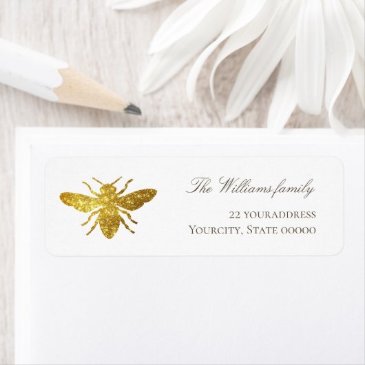 étiquette abeille fausse parties scintillant (En situation)