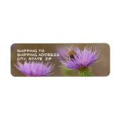 Étiquette Abeille Occupée sur le chardon violet photo person (Devant)