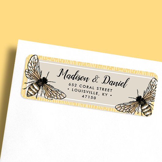 Étiquette Abeille Rustique Élégant Vintage