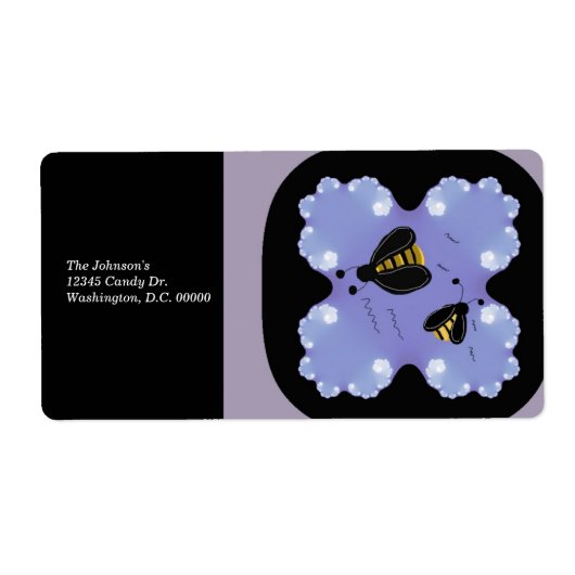Étiquette Abeilles parmi les fleurs violettes  (Devant)