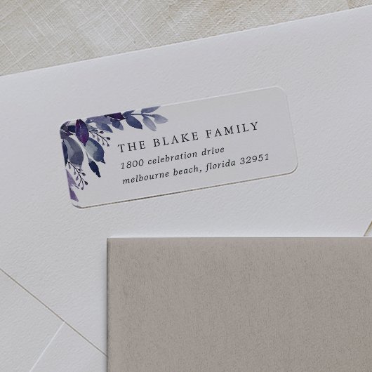 Étiquette Abondant Foliage Violet Botanique Adresse de retou
