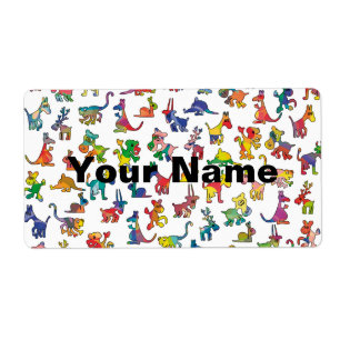 Étiquette Abstract Animals Pattern Tiles + your text
