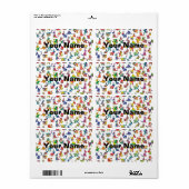 Étiquette Abstract Animals Pattern Tiles + your text (Feuille entière)