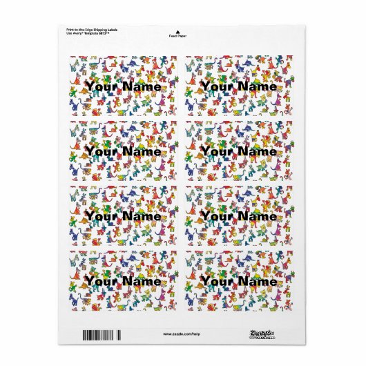 Étiquette Abstract Animals Pattern Tiles + your text (Feuille entière)