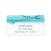 Étiquette Abstrait bleu à perches florales (Devant)