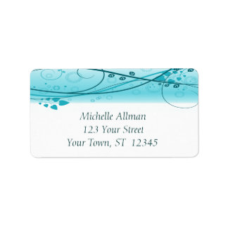 Étiquette Abstrait bleu à perches florales