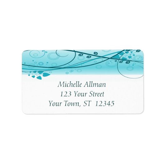 Étiquette Abstrait bleu à perches florales (Devant)