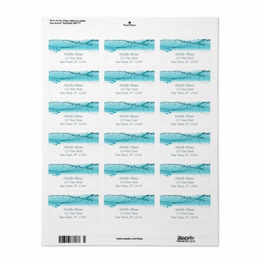 Étiquette Abstrait bleu à perches florales (Feuille entière)