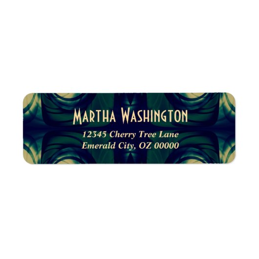 Étiquette Abstrait en vert, bleu et beige (Devant)