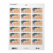 Étiquette Abstrait Floral Arrière - plan Bleu Et Beige Étiqu (Feuille entière)