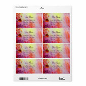 Étiquette ABSTRAIT GOLD SWIRLS, rouge rose violet rubis (Feuille entière)