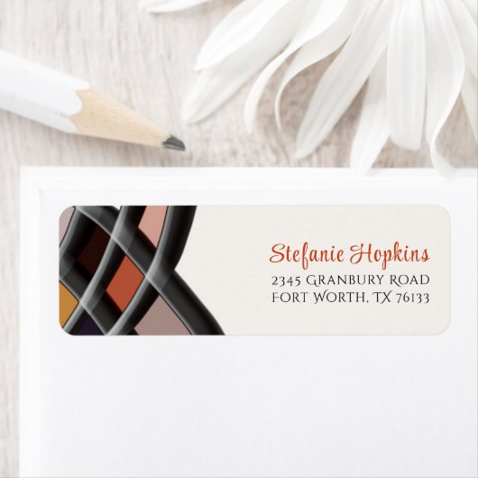 Étiquette Abstrait Moderne Avec Élégant Script Adresse De Re (En situation)