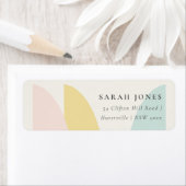 Étiquette Abstrait moderne Jaune Blush Aqua Blue Adresse (En situation)