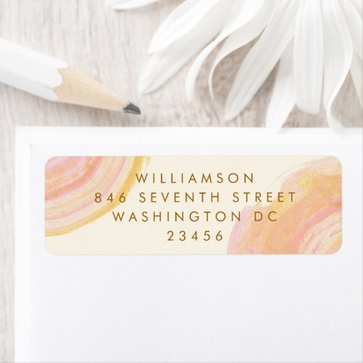 Étiquette Abstrait Peach Pink Paint Swirl Adresse de retour (En situation)