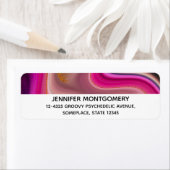 Étiquette Abstrait rose et noir avec perruques d'or (En situation)