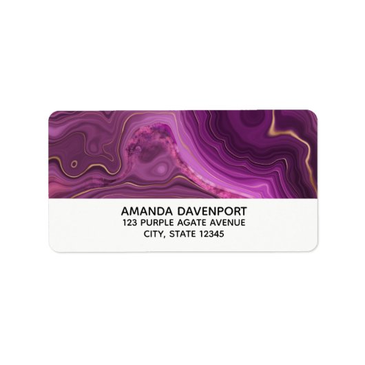 Étiquette Abstrait Royal Purple Et Gold Agate (Devant)