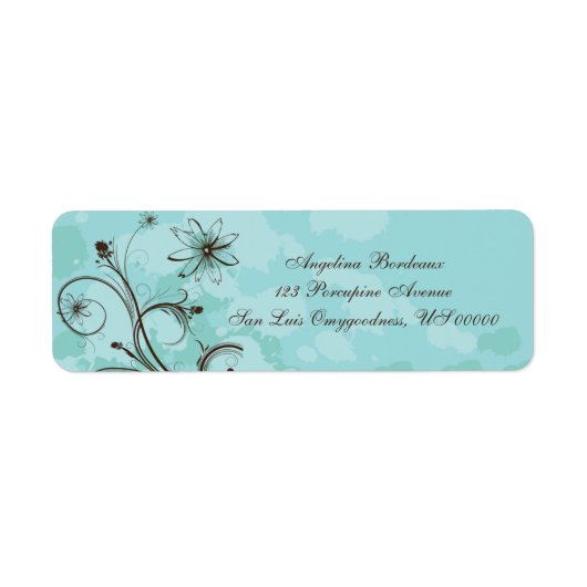 Étiquette Abstrait turquoise et Brown (Devant)