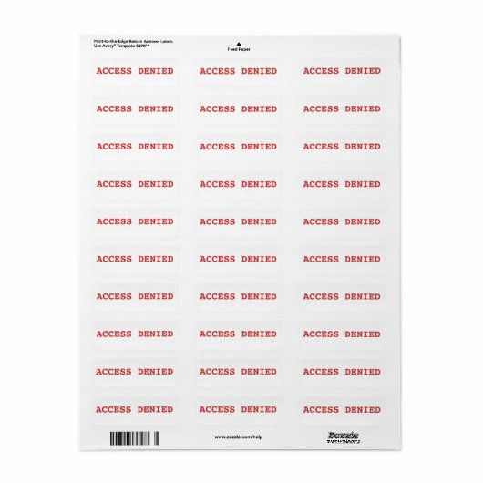 Étiquette accès refusé (Feuille entière)