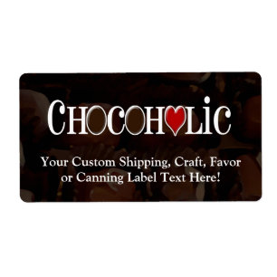Étiquette Accro du chocolat, brun foncé et conception drôl