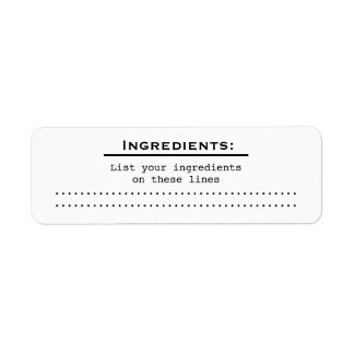 Étiquette Accueil Aliments Liste des ingrédients de cuisine 