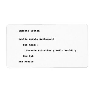 Étiquette Accueil du monde de Visual Basic Hello