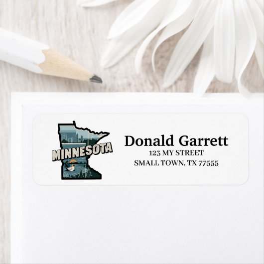 Étiquette Accueil État Minnesota Rétro Adresse couleur (En situation)