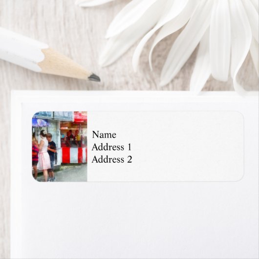 Étiquette Acheter de la crème glacée à la Foire (En situation)