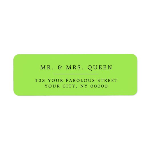 Étiquette Acid Green Elegant Classic Simple Adresse de retou (Devant)
