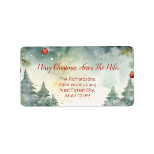 Étiquette "Across the Miles" Noël Retourner l'adresse Étique