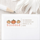 Étiquette Action de grâces des Citrouilles orange (En situation)