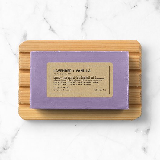 Étiquette Add Brand Thin Gray Border Kraft Ingredients Label