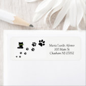 Étiquette Address Labels Cats Black Paws (En situation)