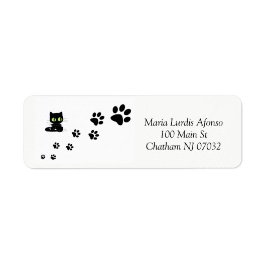 Étiquette Address Labels Cats Black Paws (Devant)
