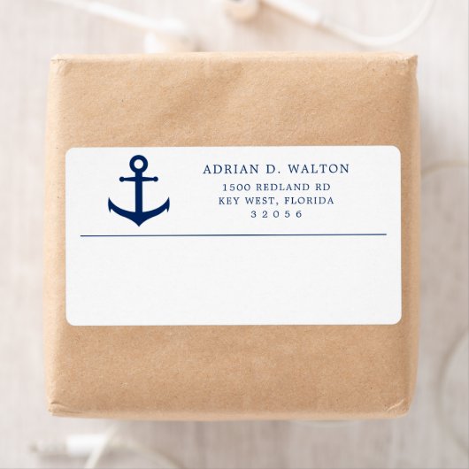 Étiquette Address Nautical Navy Blue Anchor Business Return (En situation)