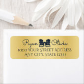 Étiquette Adirondack Chaises Or et bleu marine (En situation)