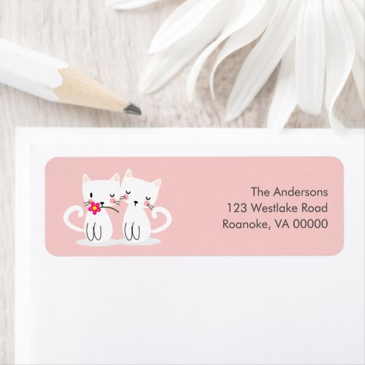 Étiquette Adorable Chats Valentines Jour Personnalisé (En situation)