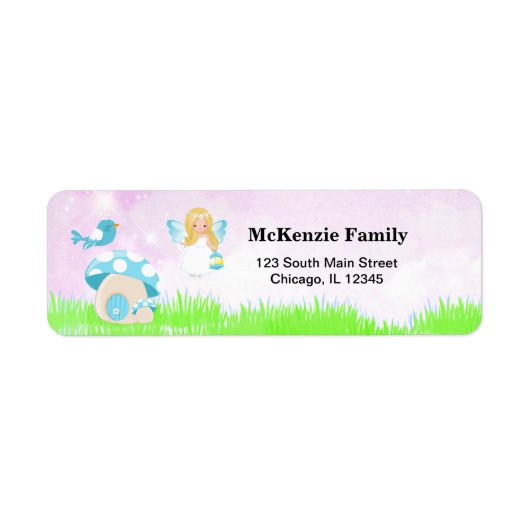 Étiquette Adorable fée bleue (Devant)