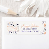 Étiquette Adorable Lamb Boho Peach Lavender Design floral - (En situation)