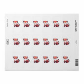 Étiquette  adorable panda rouge (Feuille entière)