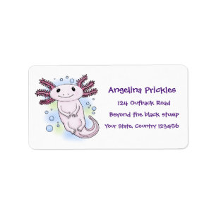 Étiquette Adorable pink axolotl cartoon