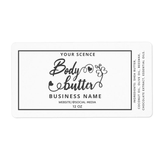 Étiquette Adorable simple script beurre corps papillon (Devant)