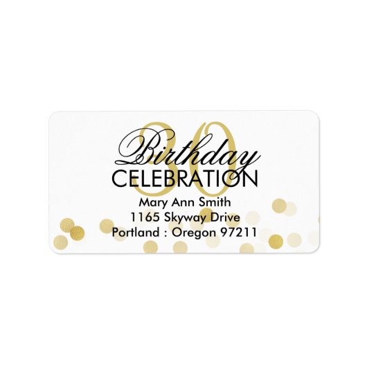 Étiquette Adresse 30e anniversaire Gold Foil Parties scintil (Devant)