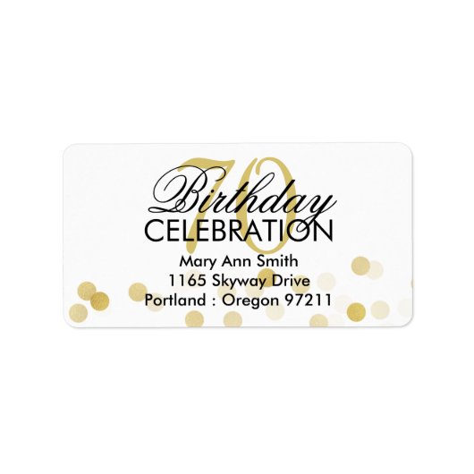 Étiquette Adresse 70e anniversaire Gold Foil Parties scintil (Devant)