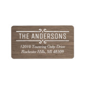 Étiquette Adresse à défilement décorative en bois rustique (Devant)