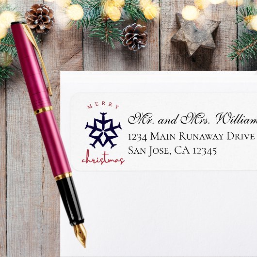 Étiquette Adresse aérienne de l'avion de Noël Snowflake